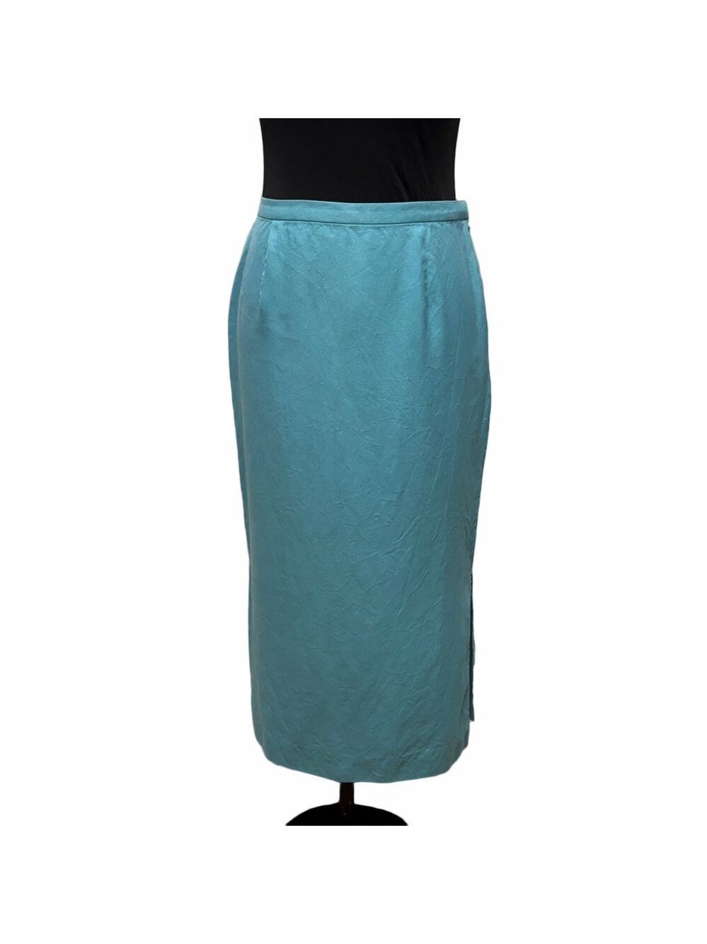 Pendleton Silk Midi Skirt Petite Size 6 Turquoise